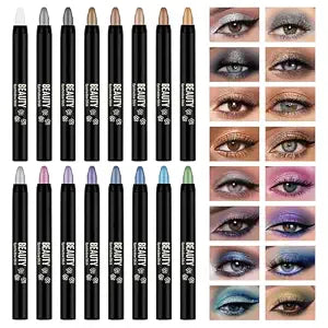 16PCS Eyeshadow Stick,Matte Glitter Cream Eye Shadow Sticks Set,Waterproofing Long Lasting Eye Shadow Sticks,Colorful Highlight Eyeshadow Stick for Eye Makeup,Multi-Use Eyeshadows Pencil