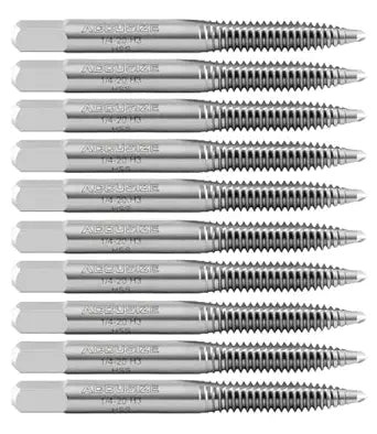 Accusize Industrial Tools - 1/4-20NC, 2 Flutes HSS Spiral Point Taps, 10 pcs/Package, ANSI Standard, Ground, SPT-1/4-20x10