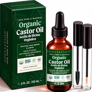 SOULSATION Castor Oil Organic Cold Pressed for Eyelashes, Hair & Skin 2oz