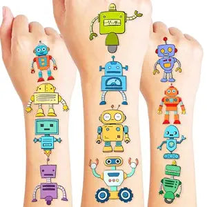 Cute Robot Temporary Tattoos for Kids 60 PCS (5 Sheets)