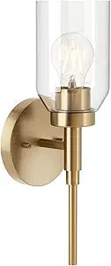Kichler Madden 1-Light Bathroom Wall Sconce Light Fixture with Clear Glass in Champagne Bronze, Modern Vanity Lighting for Bathroom or Hallway (14.75" x 5"), 55183CPZ