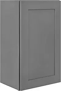 Gray Shaker Wall Cabinet - Ready to Assemble, Perfect for Kitchen, Laundry, Garage or Bathroom Storage - 15" W x 30" H x 12" D