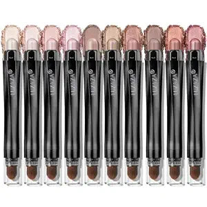 LUXAZA PRO Brown Eyeshadow Stick Makeup Set 10PCS, Neutral Shimmer And Matte Cream Eye Shadow Palette, Metallic Bronze Smoky Eyeliner Brightener Crayon Pencil Kit, Ideal Gift for Women -Love's Gifts