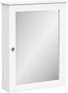RiverRidge Ashland Wall-Mounted Medicine Cabinet Mirror with Adjustable Shelves - White Bathroom Mirror with Storage