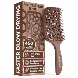 FRAMAR Professional Vented Hair Brush, Curved Hair Brush For Blow Drying
