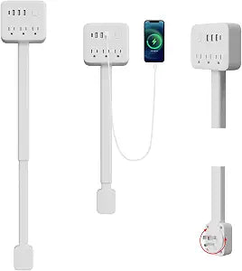 180 Rotating Outlet Extender Stick with 3 AC & 4 USB