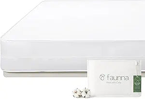 FAUNNA 100% Cotton Mattress Encasement, Zippered Bed Bug and Dust Mite Proof Mattress Protector, Hypoallergenic Antibacterial Protection, Noiseless Zipper Six-Sided Mattress Cover (Queen 12" Deep)