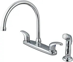 Kingston Brass KB6791LLSP Legacy 8-Inch Goose Neck Spout Kitchen Faucet with Matching Finish Sprayer, Polished Chrome