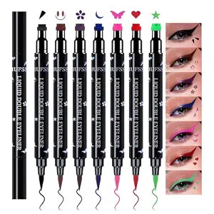 7PCS Colorful Eyeliner Stamp Set,Double-headed Eye Liner Pencils