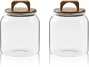 Sweejar Glass Jars for Laundry Room Organization, Half-Gallon Laundry Pods Container, Glass Food Storage Jars with Airtight Lid, 2 Pack, Hand Lid