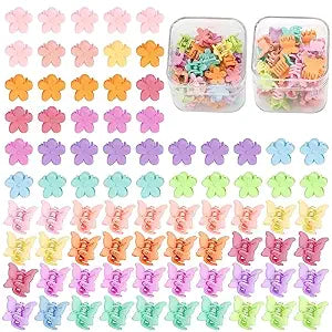 SuPoo 80 Pcs Butterfly and Floral Hair Accessories: Mini Clips, Tiny Colorful Claws for Girls, Babies, Toddlers, Y2K Style