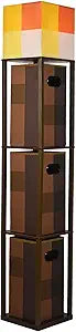Minecraft Brownstone Torch 5-Foot Standing Floor Lamp and Storage Unit | Includes 3 Cube Organizer Storage Bins