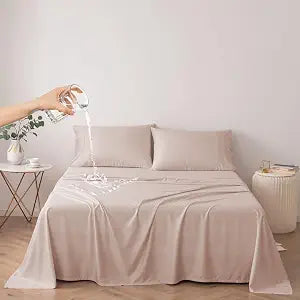 Waterproof Bed Cover for Dog and Cats,Pet Hair Resistant Bed Sheet Cover, Protective BedCover with 100% Waterproof Breathable Thin Fabric (Camel, Super King 90 * 118 inch)