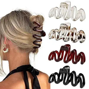 Claw Clips for Women 4Pcs Wavy Hair Clips for Thick Hair Non Slip Hair Clip Claw for Women's Hair Cute Hair Accessories
