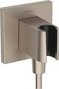 hansgrohe FixFit E Handheld Shower Wall Outlet 1/2-inch Thread Connection in Brushed Nickel, 26889821