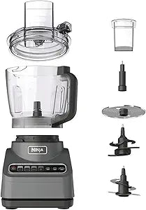 Ninja BN600 Professional Plus Food Processor, 850 Watts, 3 Functions for Chopping, Slicing & Dough with 9-Cup Processor Bowl, 3 Blades, Food Chute & Pusher, Silver