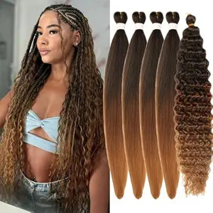 Braiding Hair Pre stretched Knotless Boho Hair for Braiding Ombre 1B/30/27
