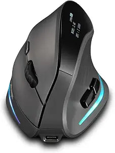 zelotes Wireless Mouse with Display,Portable Bluetooth,4000DPI,2-in-1(BT 5.0/3.0+2.4Ghz),Rechargeable,3 Device Connection,6 Buttons Vertical Ergonomic Mouse for PC,Laptop,Tablets