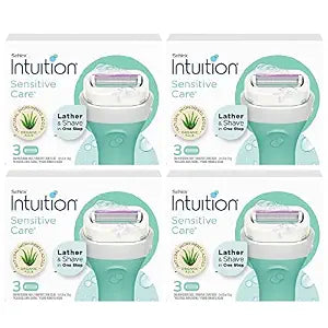 Schick Intuition Sensitive(Aloe) Renewing Moisture Women Razor Refill Cartridges, 12 count(4Pack), New Version 2022