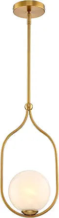Globe Pendant Light, Modern Bubble Chandelier and Hand Blown Glass Chandelier with Gold Brass Finish Adjustable Rods for Kitchen Island Dinning Room Bedroom Living Room Home Owners