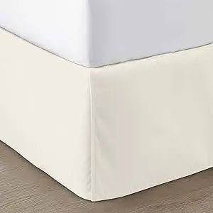 SGI bedding 12 inch Drop Bed Skirt Queen Size - Platform Style with Secure Fit, Classic Tailored Look, Elegant Pleated Style Dust Ruffle, Split Corners, Wrinkle Resistant Microfiber - Ivory