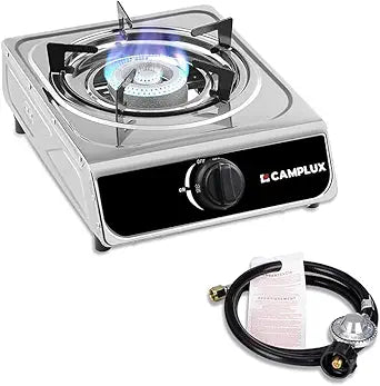Camplux Single Burner Propane Stove 9,800 BTU, Stainless Steel Portable Gas Stoves