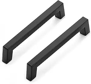 Estmoon 10 Pack 5 Inch Cabinet Handles - Matte Black Cabinet Pulls Modern Square Flat Black Handles Kitchen Cabinet Handles Drawer Pulls for Cabinet Hardware, 5" Hole Centers(128 mm)