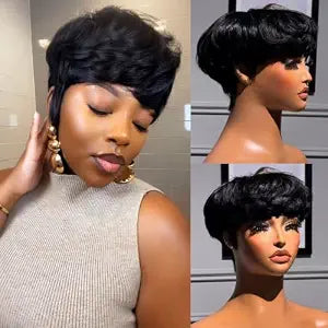 Pixie Cut Wig Human Hair for Black Women Bowl Cut Hairstyle Short Pixie Human Hair Wigs Mushroom Wigs Glueless Wigs Human Hair Layered 0501-1B