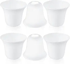 Teenyyou 6 Pcs Bell Shaped Glass Lamp Shade E26 Replacement Globe Ceiling Fan Light Cover with 1-5/8'' Fitter Opening for Chandelier Wall Sconce Pendant Light Bathroom Vanity Fixture (White Frosted)