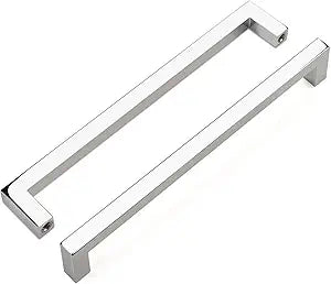 30 Pack 6 3/10 Inch Polished Chrome Pulls for Cabinets, Solid Dresser Drawer Handles, Suqare Bar Kitchen Cabinet Hardware, Zinc Alloy