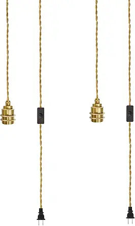 11.5ft Gold Plug in Pendant Light Cord 2 Pack
