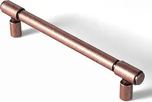 Goo-Ki 6 Pack Antique Copper Drawer Pulls Zinc Alloy Kitchen Cabinet Hardware - 5.04" c-c Vintage Copper Bar Cabinet Pulls Solid Dresser Handles