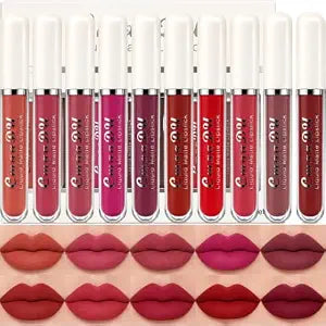 10 Pcs Matt Liquid Lipgloss Lipstick Kit for Women