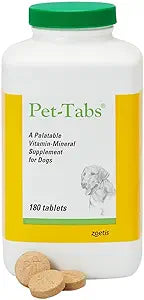 Pet-Tabs Multivitamin and Mineral Supplement for Dogs, Chewable Tablet, 180 Count Bottle