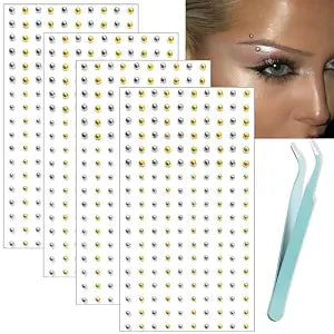 NOOEPC Gold and Silver Mixed Face Gems Fake Piercings, Fake Lip Ring