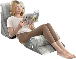 4PCS Orthopedic Bed Wedge Pillow Set, Post Surgery Foam Pillow, Triangle Adjustable Support Pillow for Body Back and Leg Pain Relief, Anti Snoring, Acid Reflux & GERD Sleeping (Light Gray)