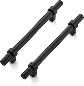 Ravinte 30 Pack 7.38 Inch Cabinet Pulls Matte Black Kitchen Cabinet Hardware Cupboard Handles with Square Base 7.38" Length,5" Hole Center