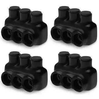 OHLECTRIC 4 Pack - Insulated Wire Connector 3 Port Single Side Entry for 4-14 Wire Range Lugs with 5/32 Hex Screw, Pre-Filled with Oxide Inhibitor - Wire Connectors, Electrical Connectors, Wire Tap