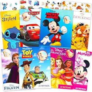 Disney Tattoos Party Favors Mega Assortment ~ Bundle Includes 8 Disney Favorites Temporary Tattoo Packs Featuring Princess, Toy Story, Mickey, Cars, Lion King, Stitch, More (200 Tattoos!)