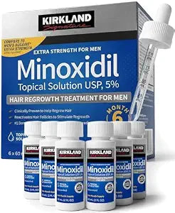 Minoxidil Liquid for Men - 5% Extra Strength Hair Regrowth, 6-Month Supply