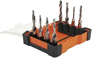 Klein Tools 32217 Drill Tap Tool Kit, 8-Piece, for Aluminum-Brass-Copper-Plastic-Mild Steel, Quick Connect Power Tools Compatible