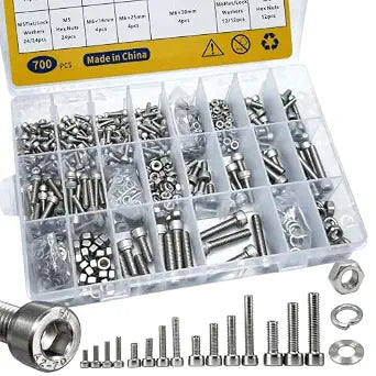 700PCS M3 M4 M5 M6 Screws Assortment Kit 304 Stainless Steel