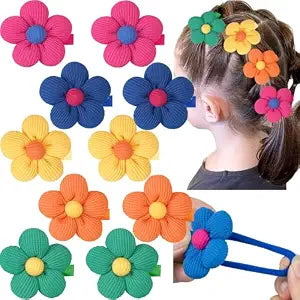 CÉLLOT 10PCS Flower Hair Ties,4cm in Diameter Seamless Nylon Bands, Normal Ponytail Holders for Girls,Teens and Women