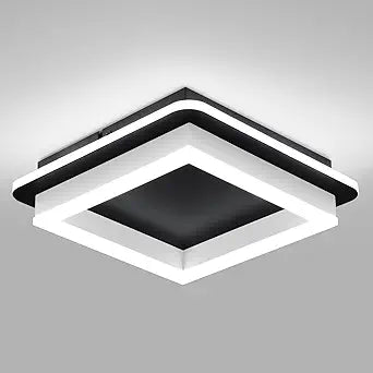 CANEOE Black Led Hallway Light Fixtures 6000K Cold White LED Modern Ceiling Light Fixtures Acrylic Square Flush Mount Ceiling Lamp for Bedroom Kitchen Bathroom Hallway Ceilings Lighting