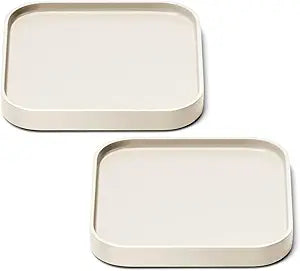 Caraway Spoon Rest Set of 2 - Stackable Spoon Holder for Kitchen Counter - Drip Catching, Heat-Resistant Design - Non-Slip Base - Cream