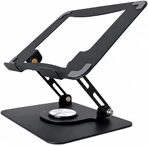 Adjustable Laptop Stand for Desk, Foldable Aluminum Laptop Riser with 360 Rotating Base, Ergonomic Ventilated Computer Stand, Height Adjustable Holder Compatible with MacBook, Dell, HP, Lenovo