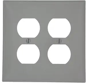 Leviton 2-Gang Duplex Receptacle Wallplate, Midway Size, PJ82-GY, Gray