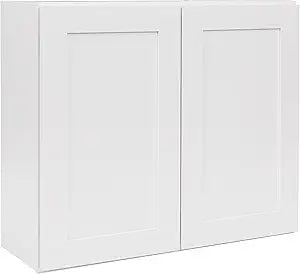 White Shaker Wall Cabinet - Ready to Assemble, Perfect for Kitchen, Laundry, and Bathroom Storage - 24W x 30H x 12D