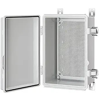 Gratury Junction Box, IP67 Waterproof Plastic Enclosure for Electrical Project, Hinged Grey Cover, Includes Mounting Plate and Wall Bracket