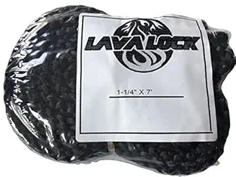LavaLock 1-1/4" X 7' Foot Black Fiberglass Wood Pellet Stove Gasket Rope 1,000F